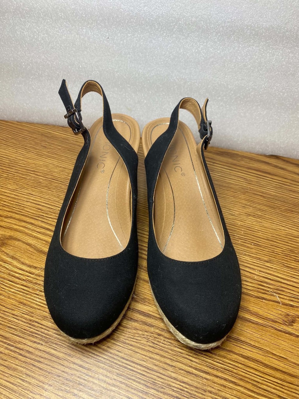 Vionic Women's Coralina Wedge Espadrille Slingback Sandals Black Size 8M Comfort